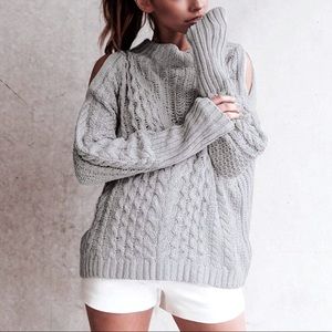 High Neck Stylish Gray Longsleeve Sweater